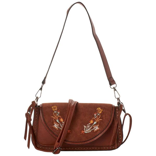 Sam & Hadley Embroidered Suede Flap Crossbody