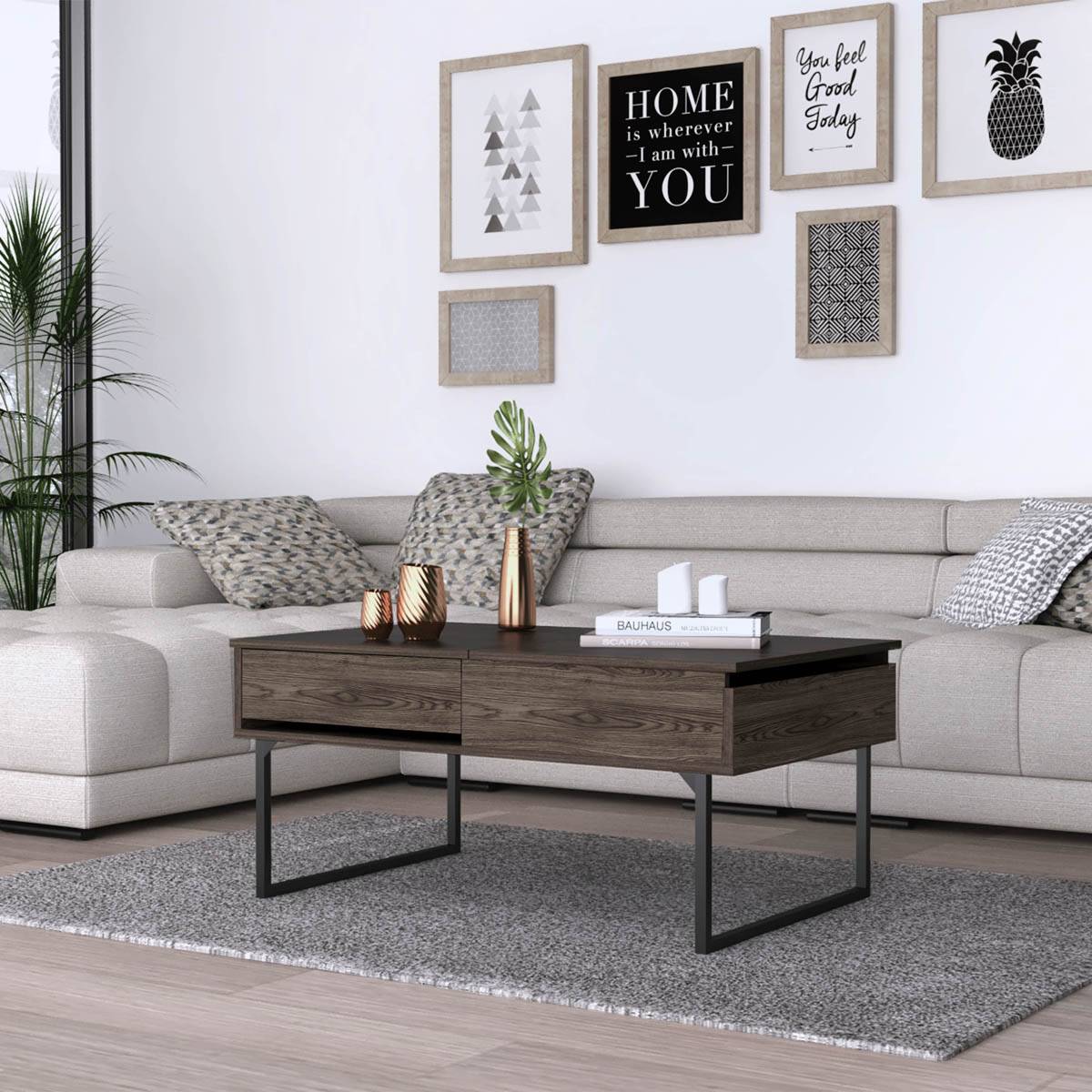 FM FURNITURE Hamilton Dark Walnut Lift Top Coffee Table