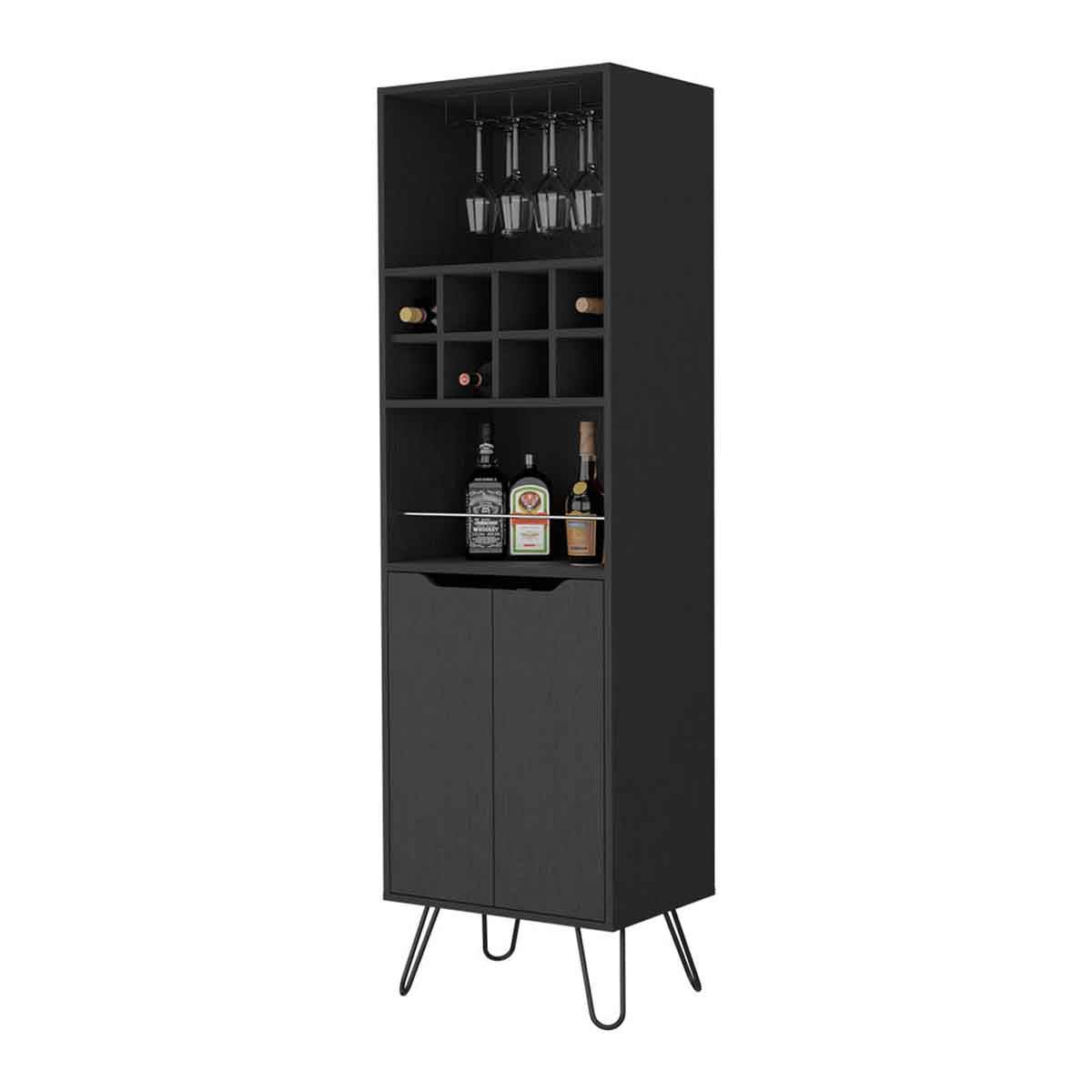 FM FURNITURE Sheffield H Bar Black Cabinet