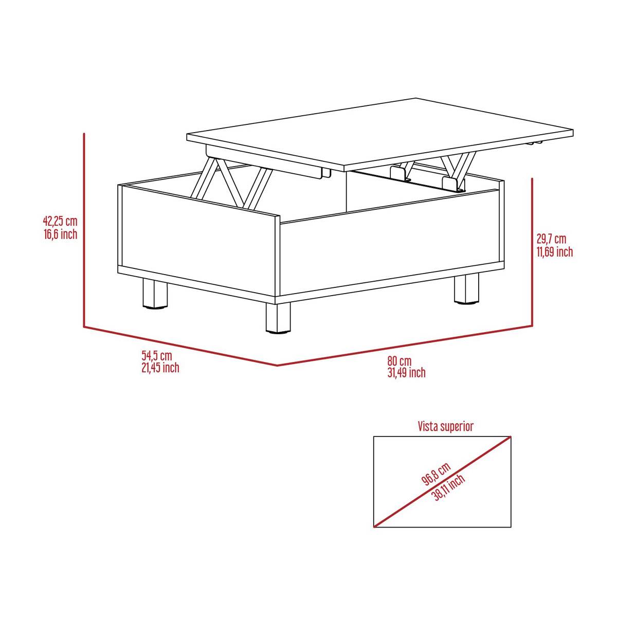 FM FURNITURE Boston Coffee Top Liftable Table