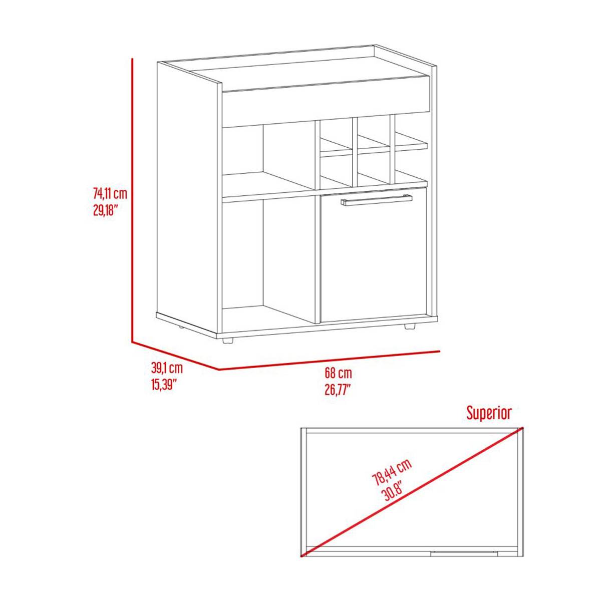 FM FURNITURE Leeds Bar Cart