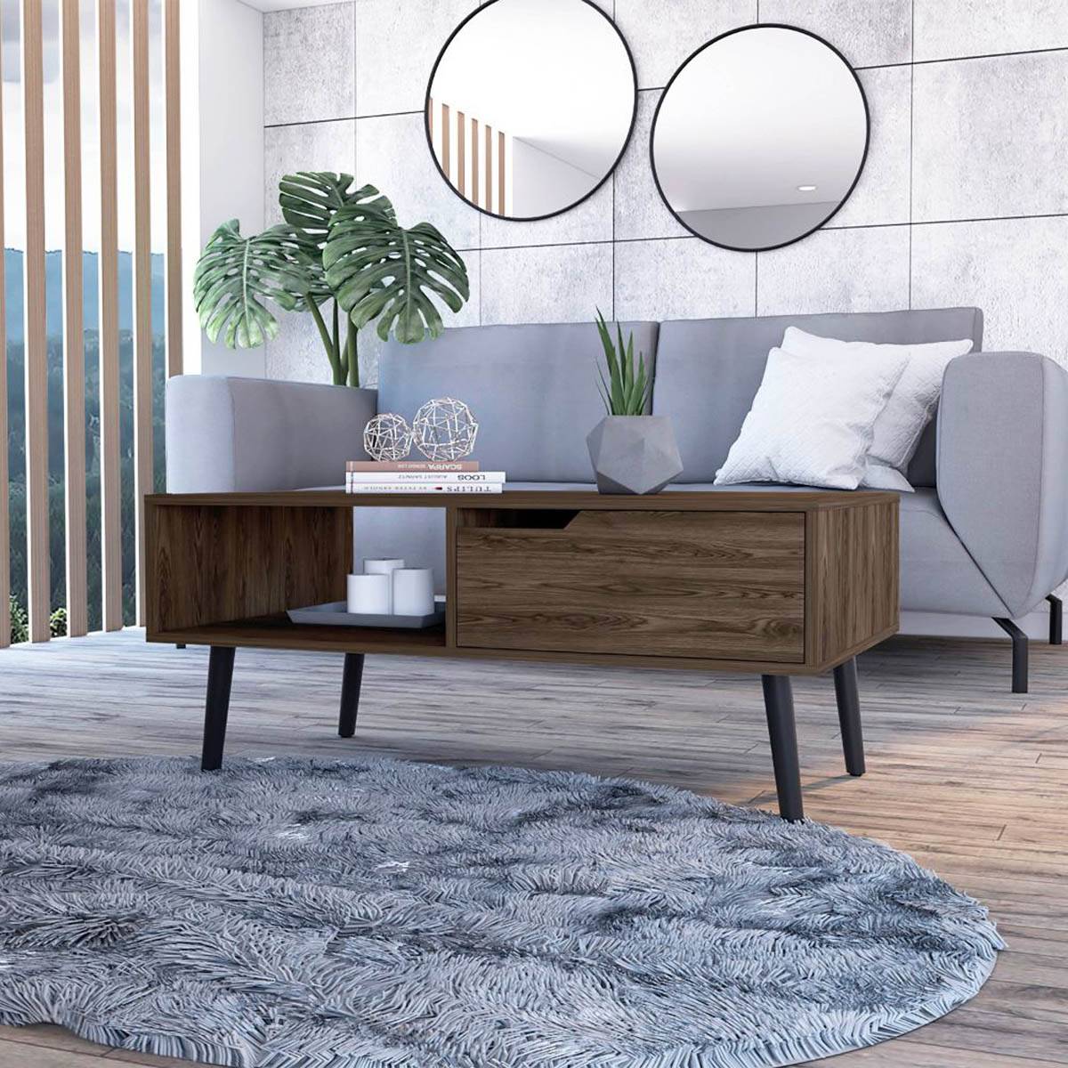 FM FURNITURE Hamburg Dark Walnut Coffee Table