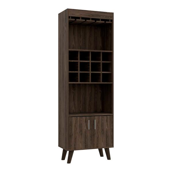 FM FURNITURE Edessa Dark Walnut Bar Cabinet