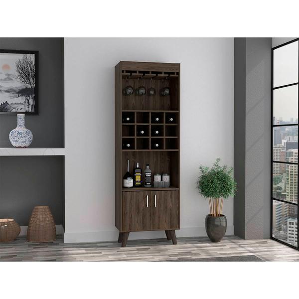 FM FURNITURE Edessa Dark Walnut Bar Cabinet alternate view