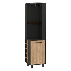 FM FURNITURE Leah Black Corner Bar Cabinet