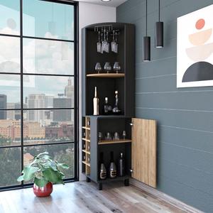 FM FURNITURE Leah Black Corner Bar Cabinet alternate view