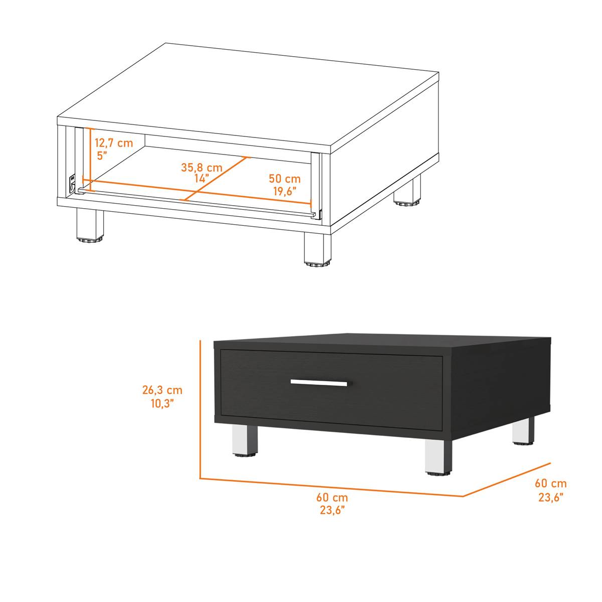 FM FURNITURE Kabul 1-Drawer Coffee Table