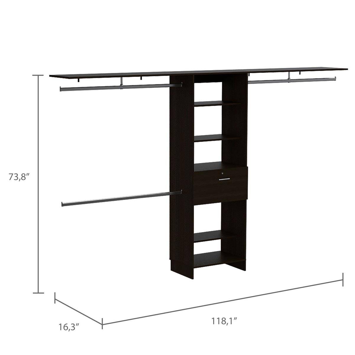 FM FURNITURE Broncos Dark Walnut Single Drawer Closet