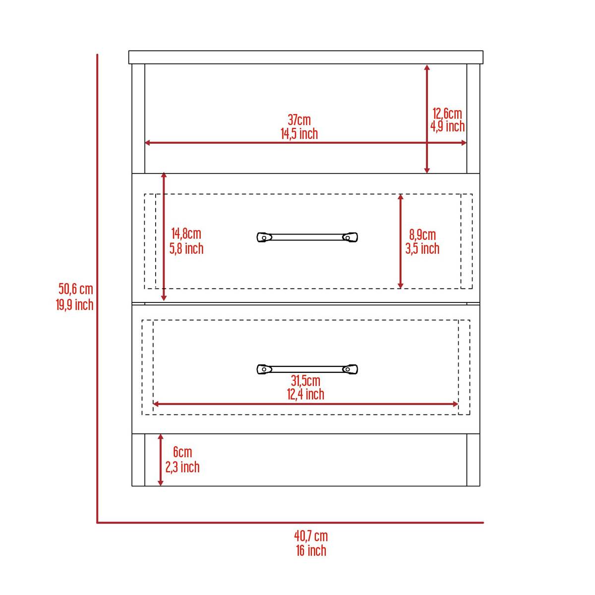 FM FURNITURE Oklahoma 2-Drawer Nightstand