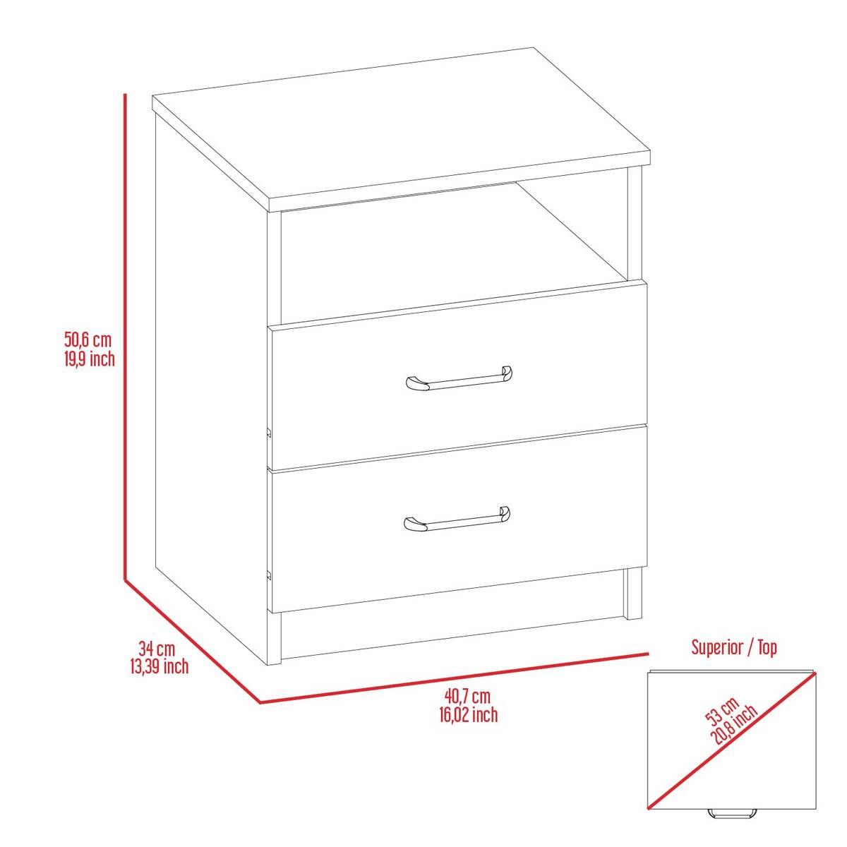 FM FURNITURE Oklahoma 2-Drawer Nightstand