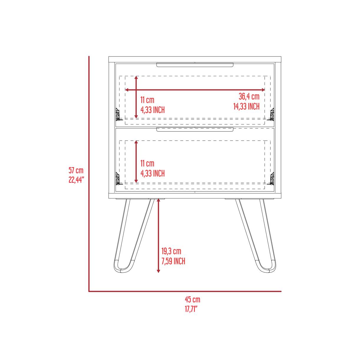 FM FURNITURE Nuvo 2-Drawer Nightstand