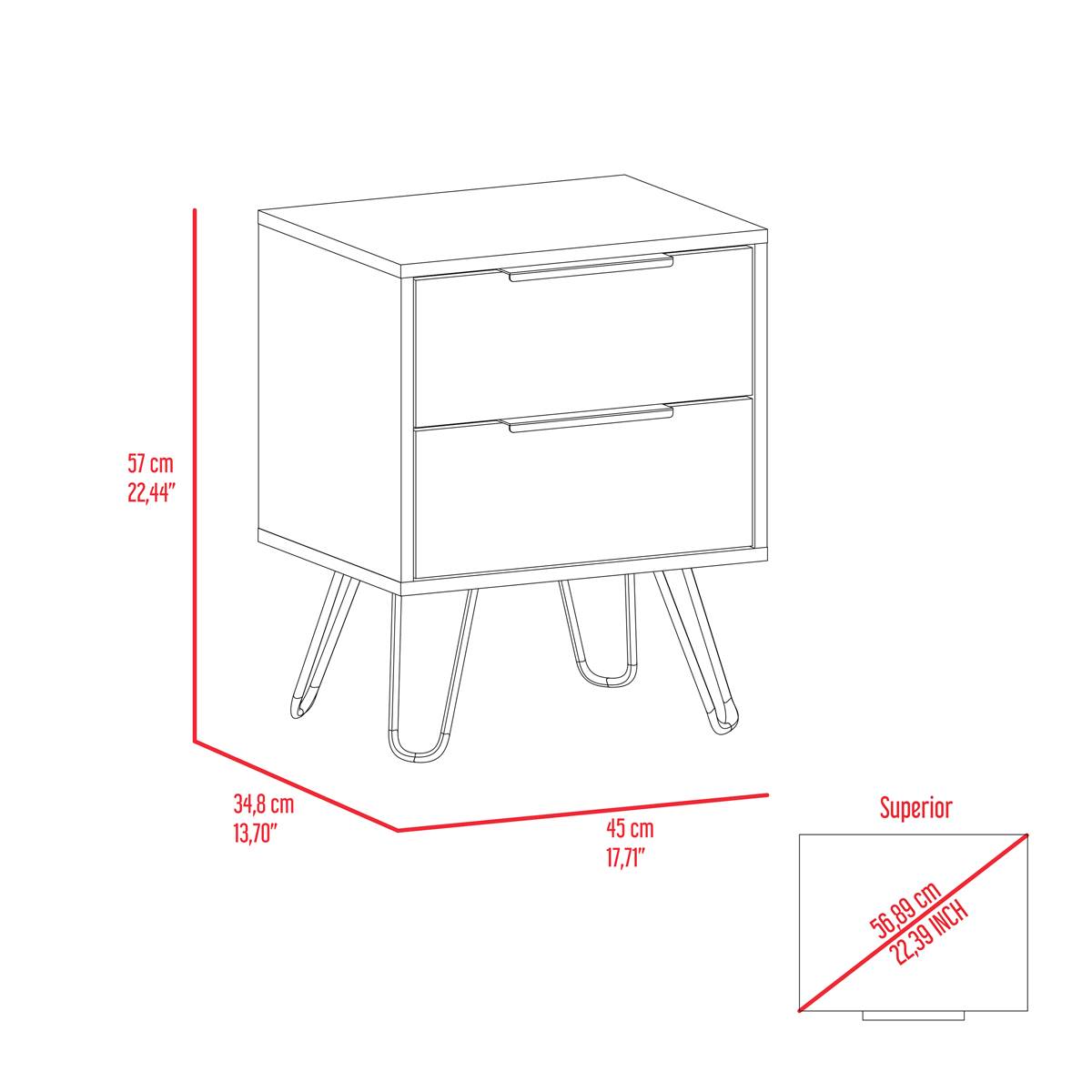 FM FURNITURE Nuvo 2-Drawer Nightstand