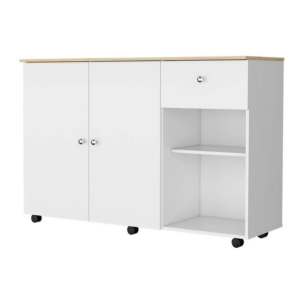 FM FURNITURE Chico White Kitchen Island