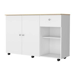 FM FURNITURE Chico White Kitchen Island