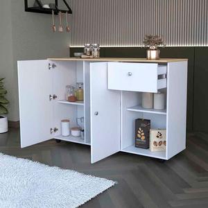 FM FURNITURE Chico White Kitchen Island alternate view