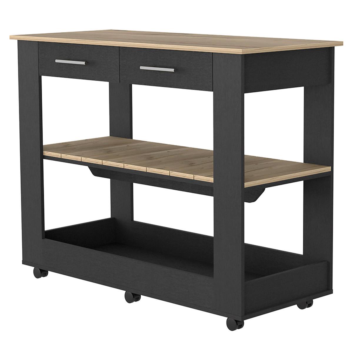 FM FURNITURE Brooklyn 80 Light Oak Kitchen Island