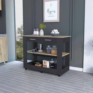 FM FURNITURE Brooklyn 80 Light Oak Kitchen Island alternate view