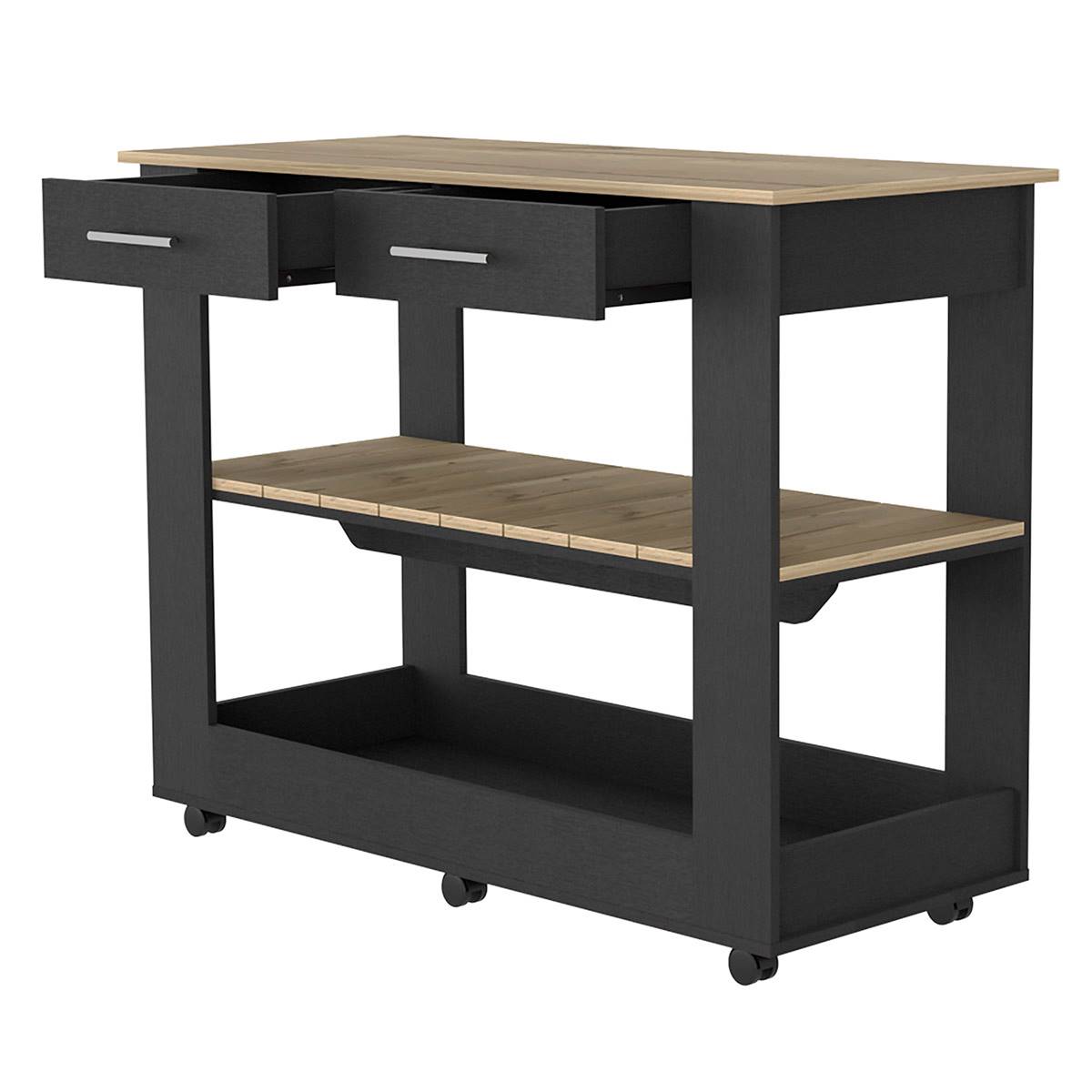 FM FURNITURE Brooklyn 80 Light Oak Kitchen Island