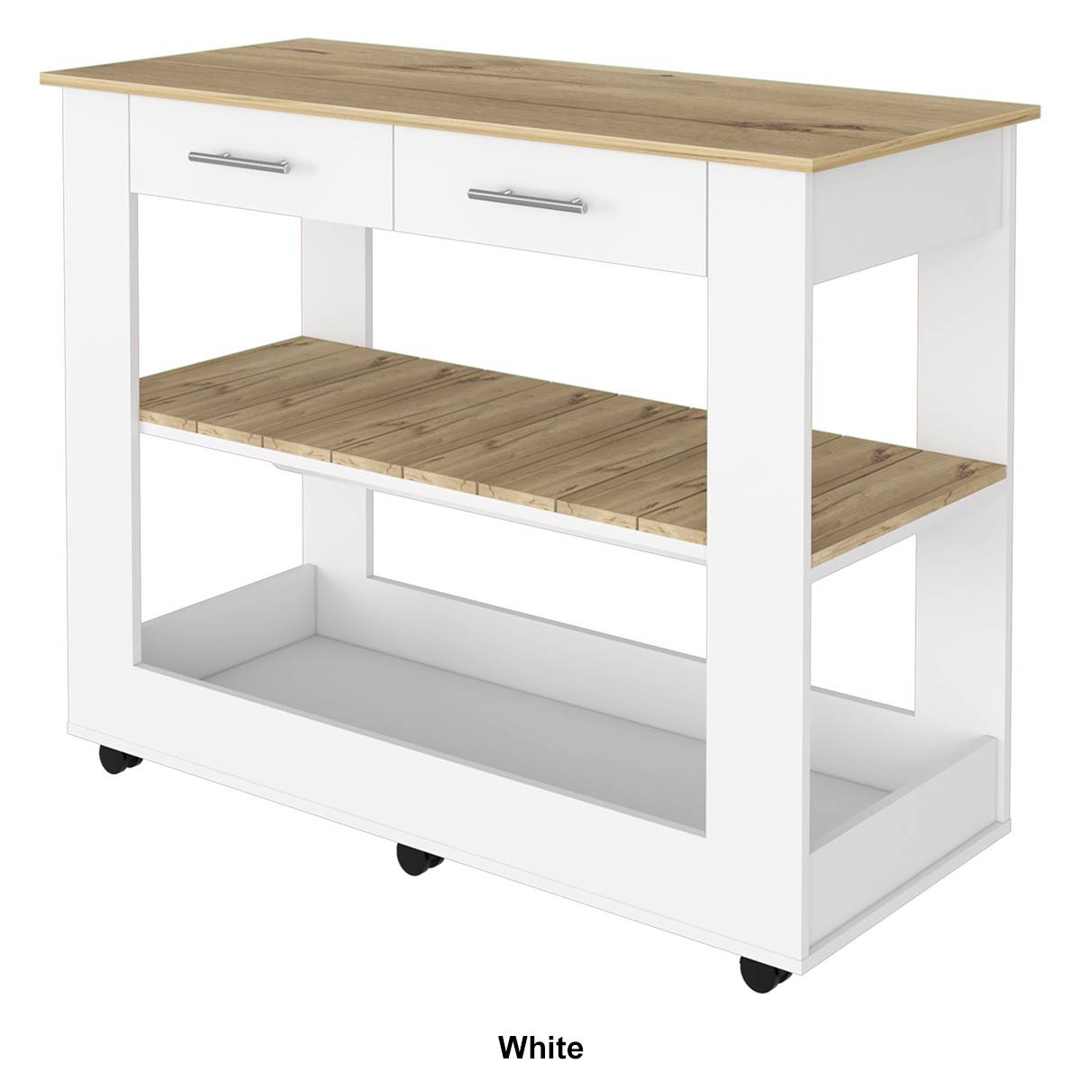 FM FURNITURE Brooklyn 80 Light Oak Kitchen Island