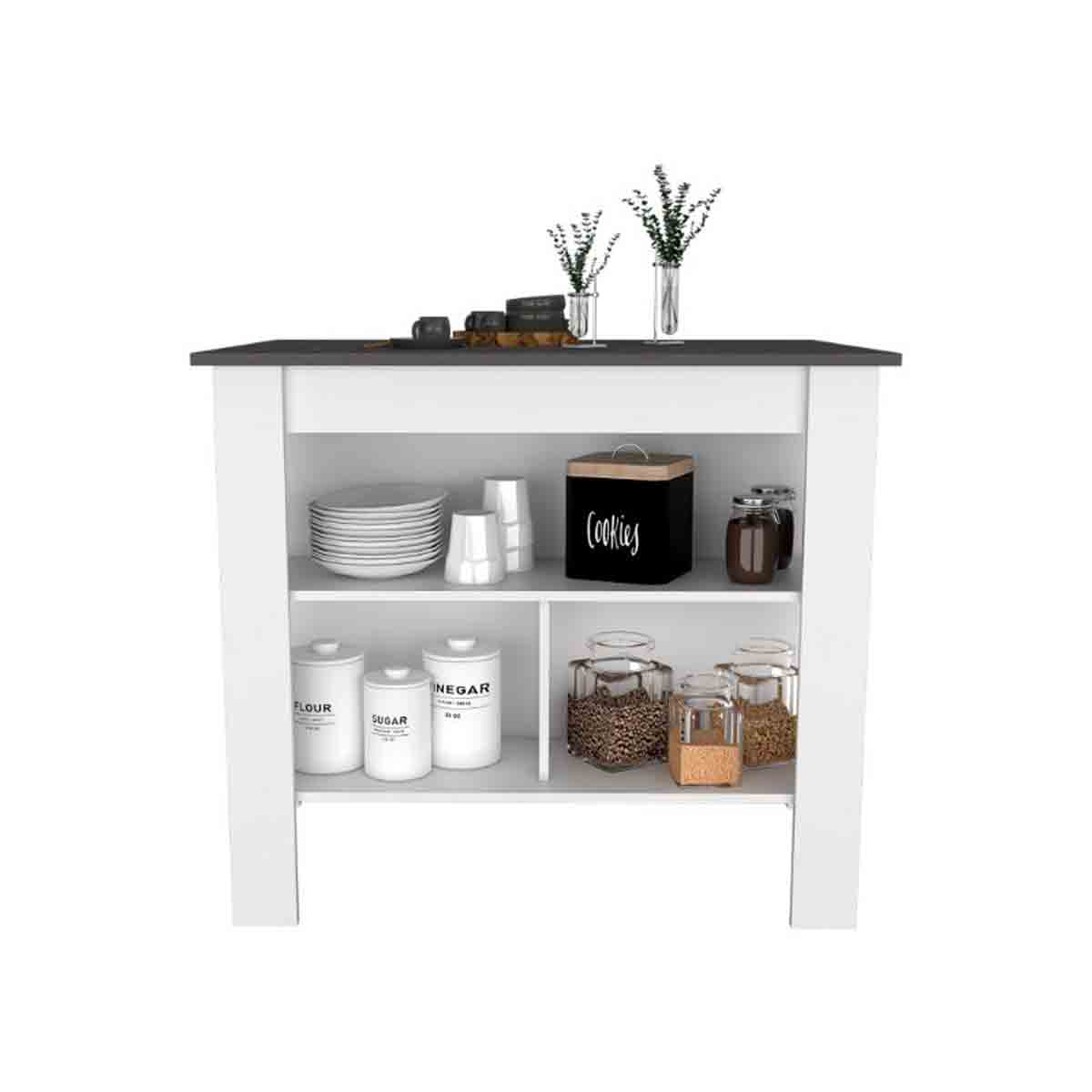 FM FURNITURE Brooklyn Onyx Top Kitchen Island