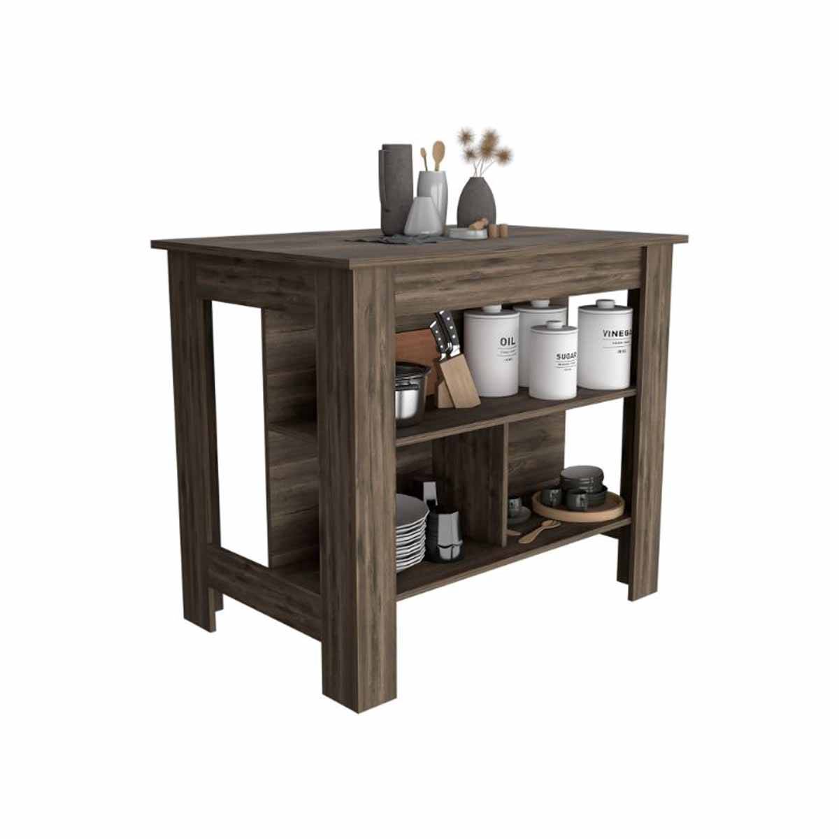 FM FURNITURE Brooklyn Wooden Kitchen Island