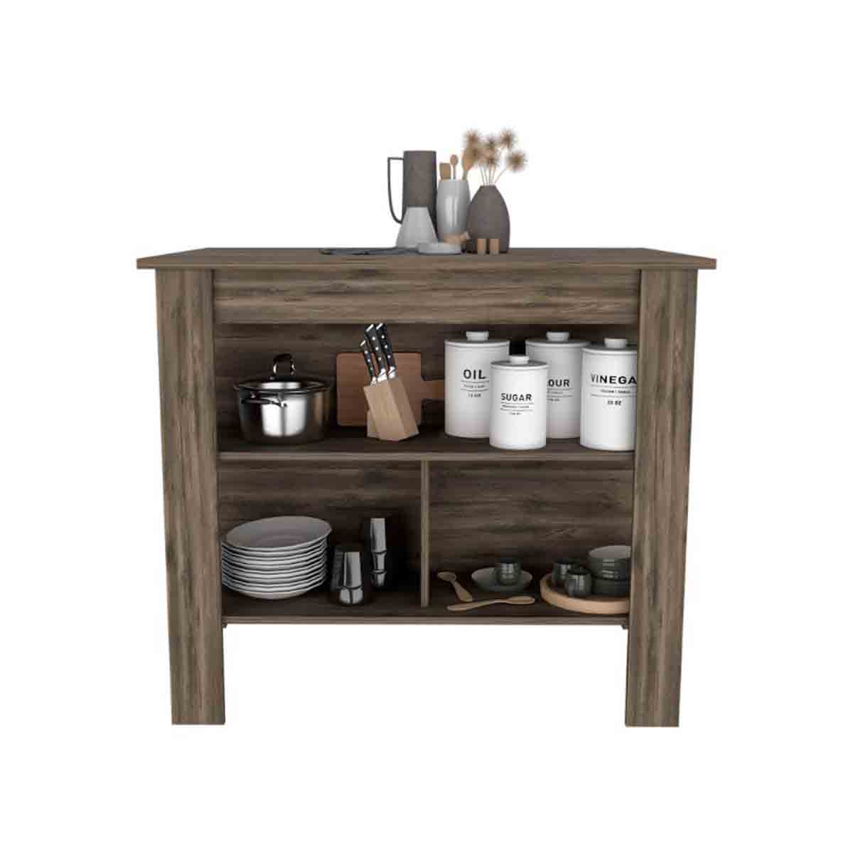 FM FURNITURE Brooklyn Wooden Kitchen Island