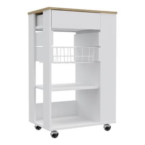 FM FURNITURE Shelton White Kitchen Cart
