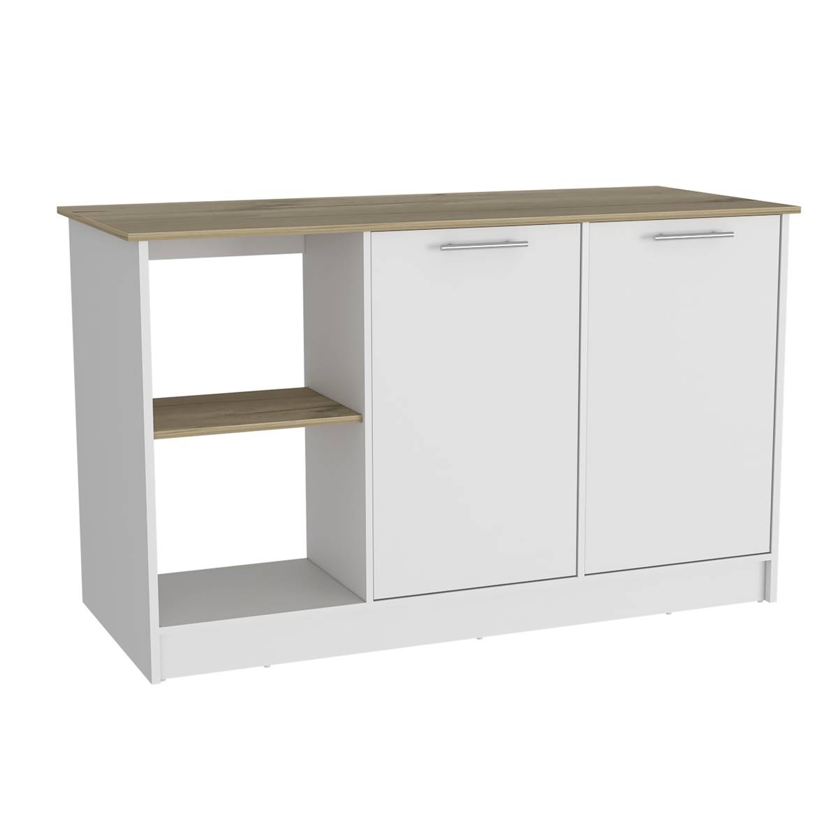 FM FURNITURE Carnation White Kitchen Island