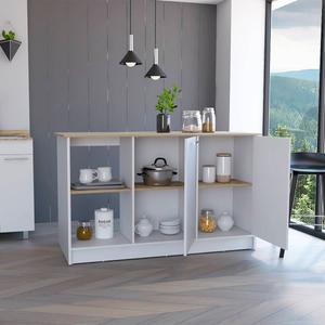 FM FURNITURE Carnation White Kitchen Island alternate view