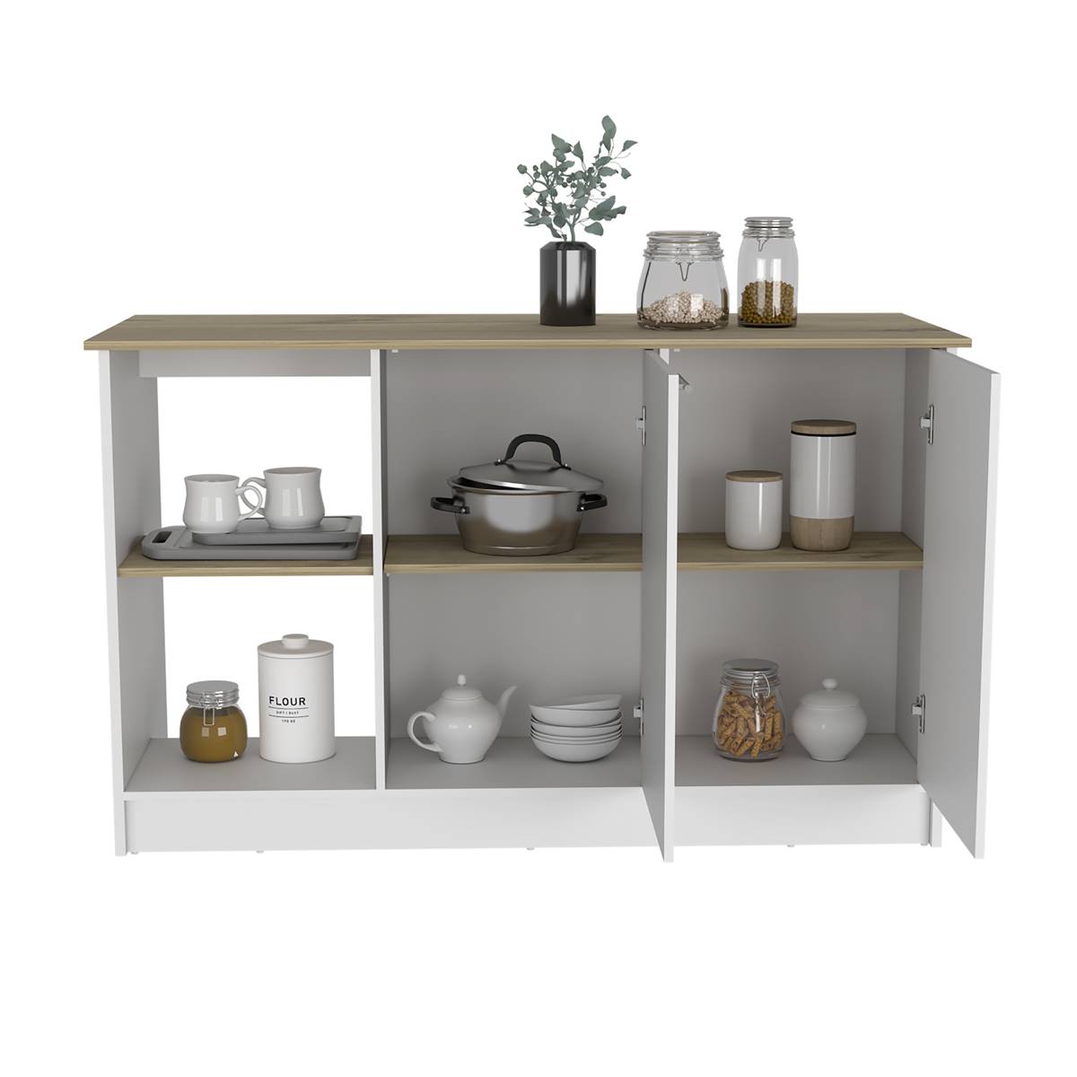 FM FURNITURE Carnation White Kitchen Island