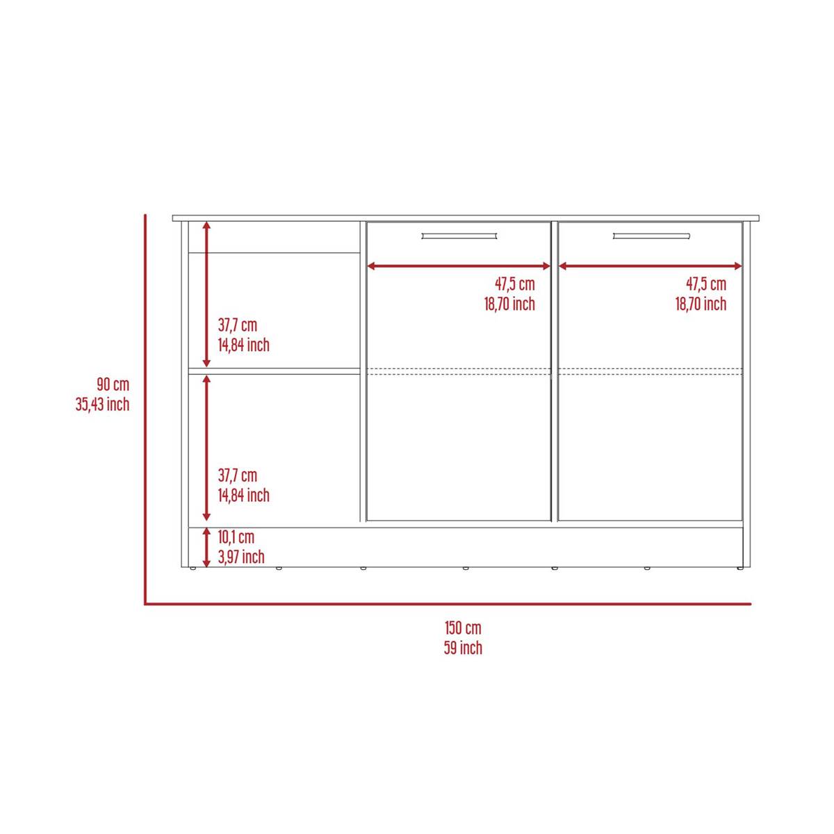 FM FURNITURE Carnation White Kitchen Island