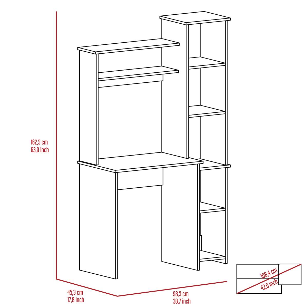 FM FURNITURE Nashville Desk W/Shelving