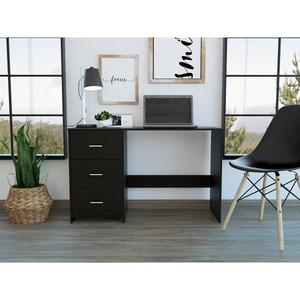 FM FURNITURE Berlin Black Wengue Three Drawer Desk alternate view