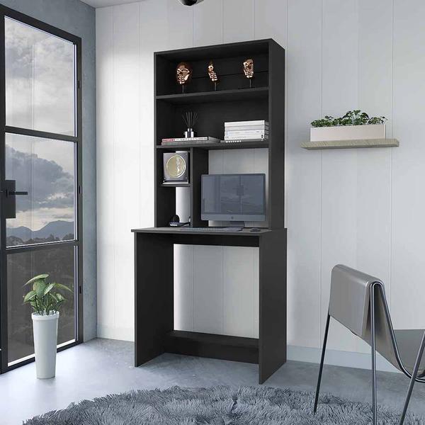 FM FURNITURE Sawgrass Black Computer Desk w/ Hutch alternate view