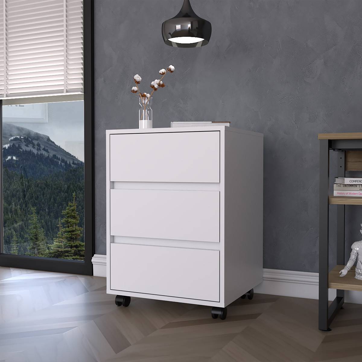 FM FURNITURE Vienna White 3-Drawer Filling Cabinet