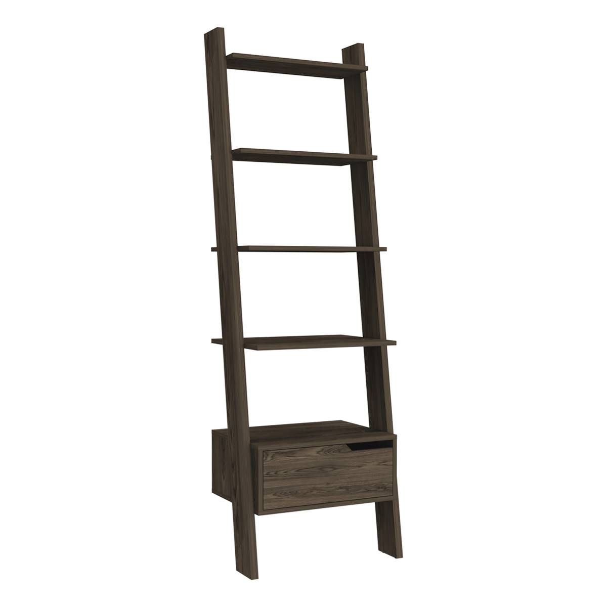 FM FURNITURE Hamburg Dark Walnut Ladder Bookcase