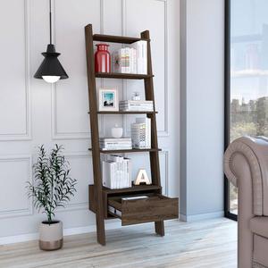 FM FURNITURE Hamburg Dark Walnut Ladder Bookcase alternate view