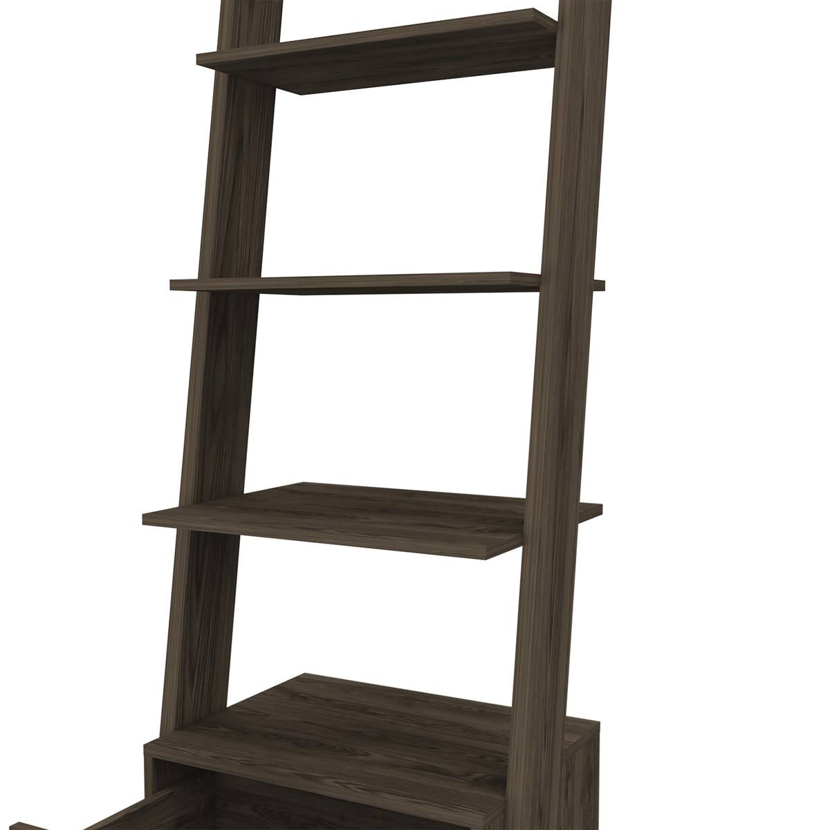 FM FURNITURE Hamburg Dark Walnut Ladder Bookcase