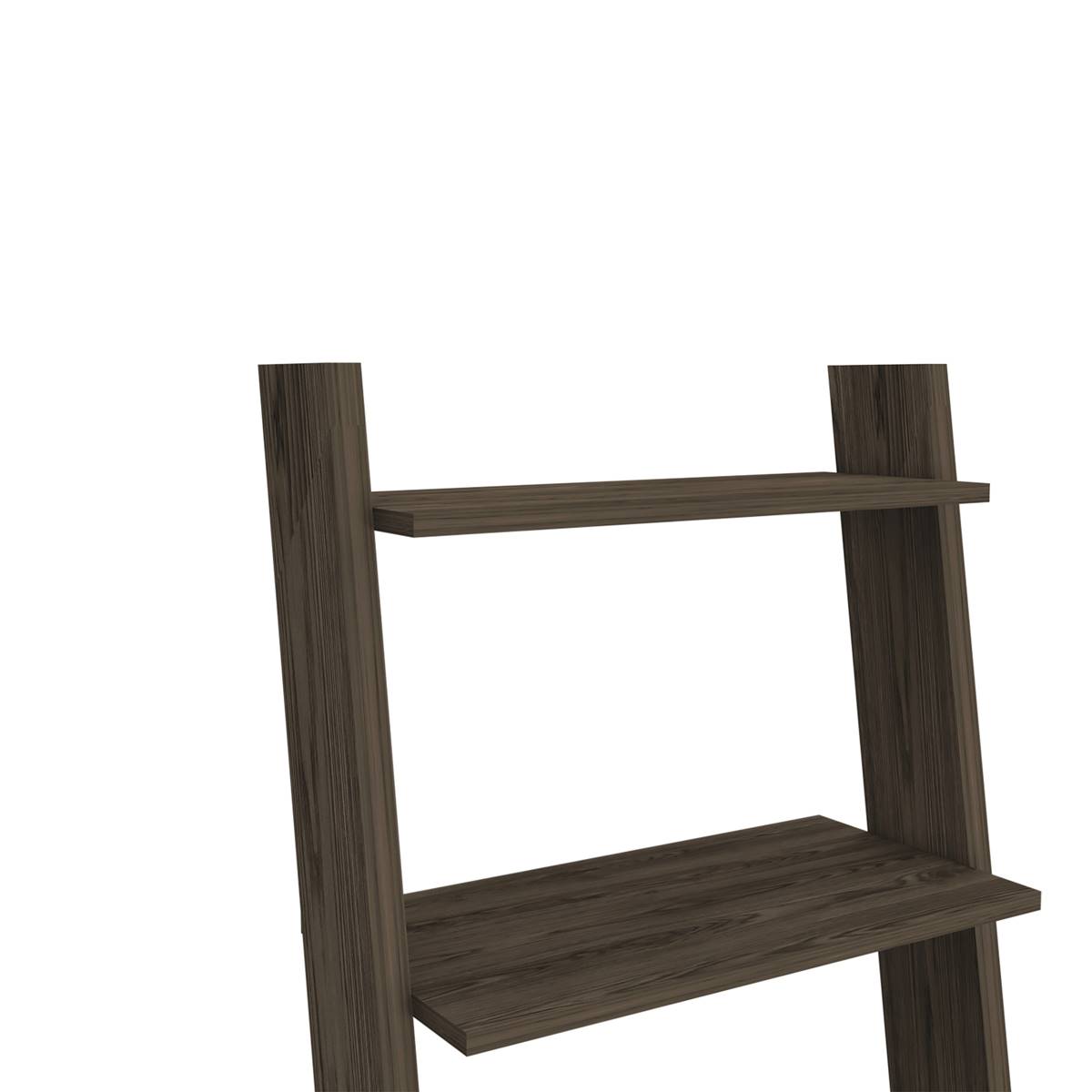 FM FURNITURE Hamburg Dark Walnut Ladder Bookcase