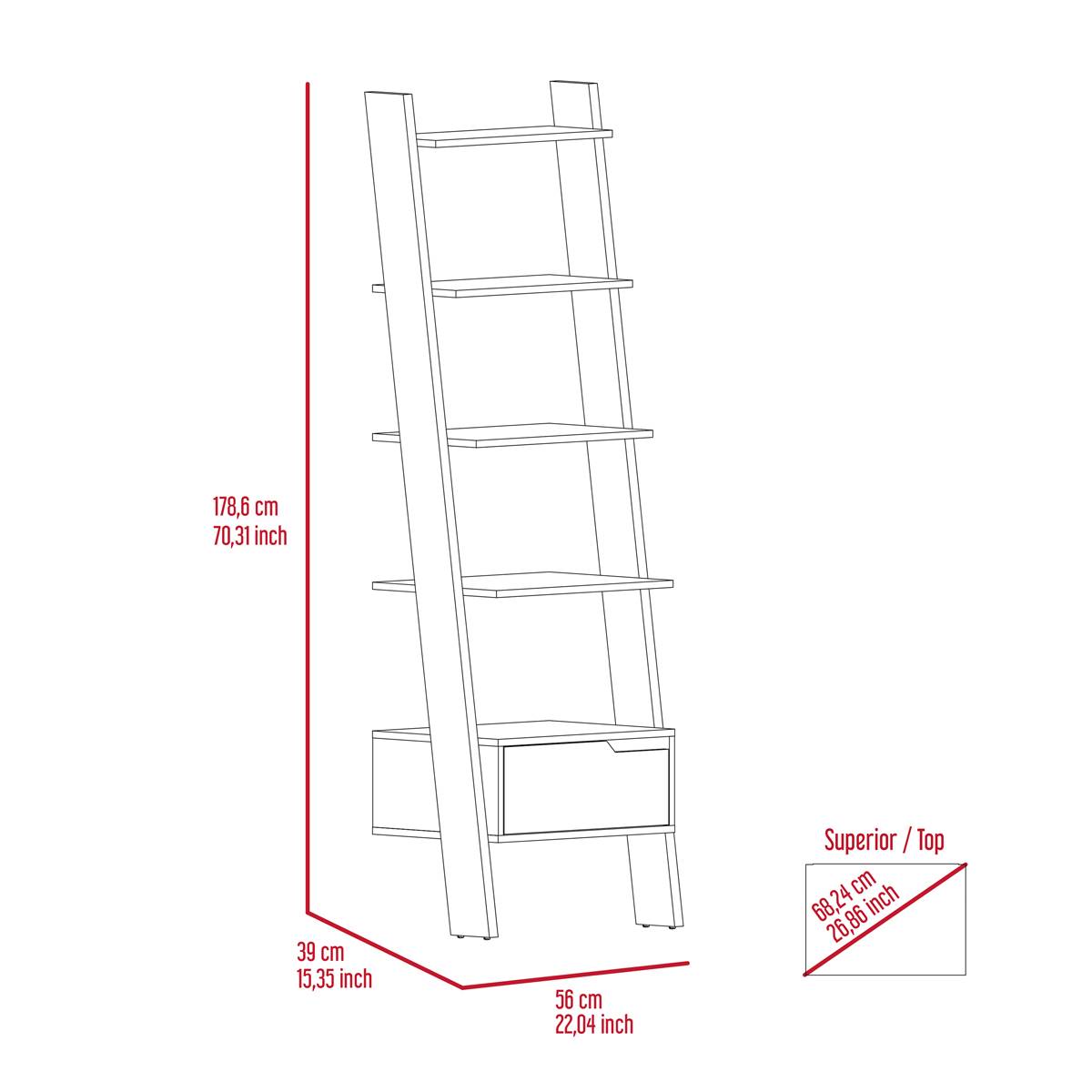 FM FURNITURE Hamburg Dark Walnut Ladder Bookcase