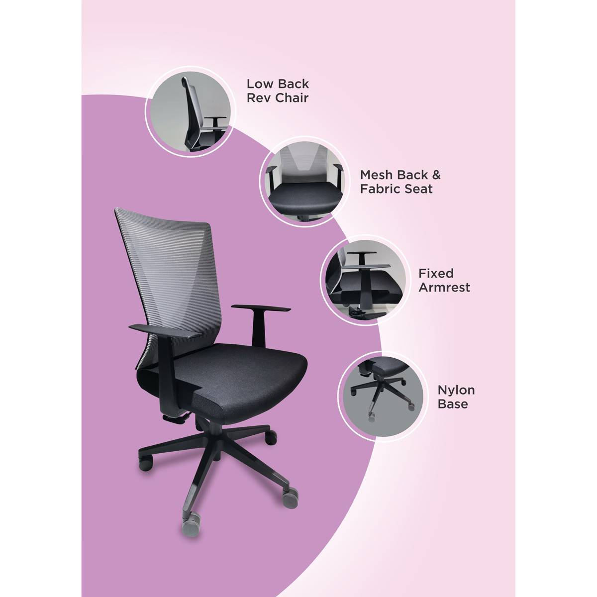 FM FURNITURE Hobart Black Office Chair