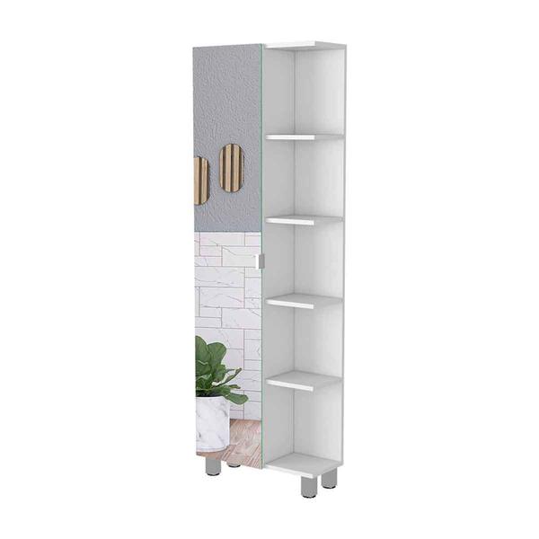 FM FURNITURE Los Angeles White Linen Cabinet w/Mirror