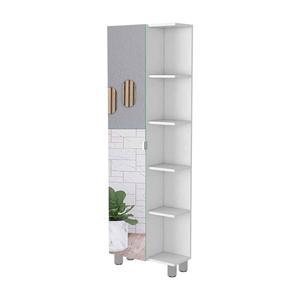 FM FURNITURE Los Angeles White Linen Cabinet w/Mirror