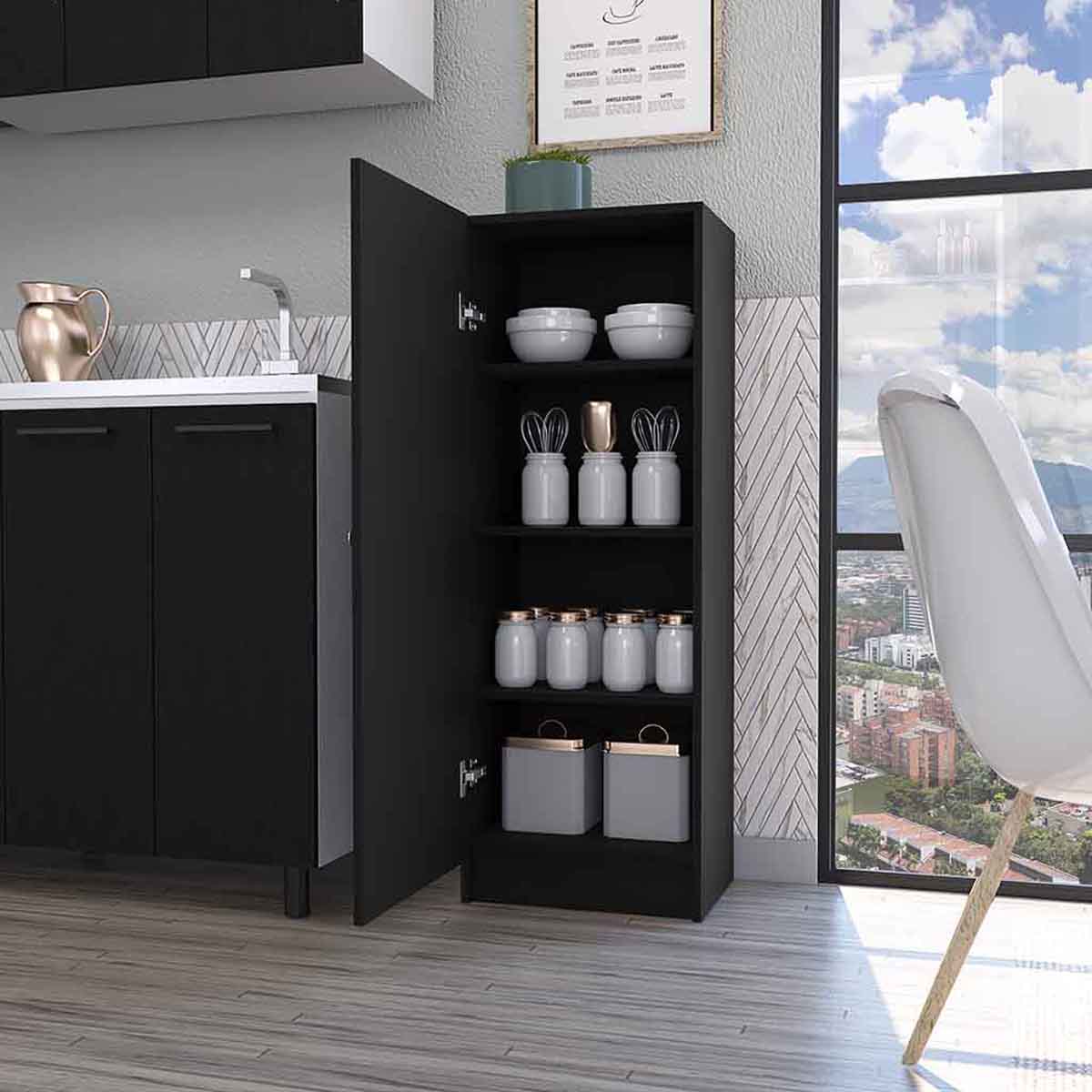 FM FURNITURE Miami 4 Shelf Pantry