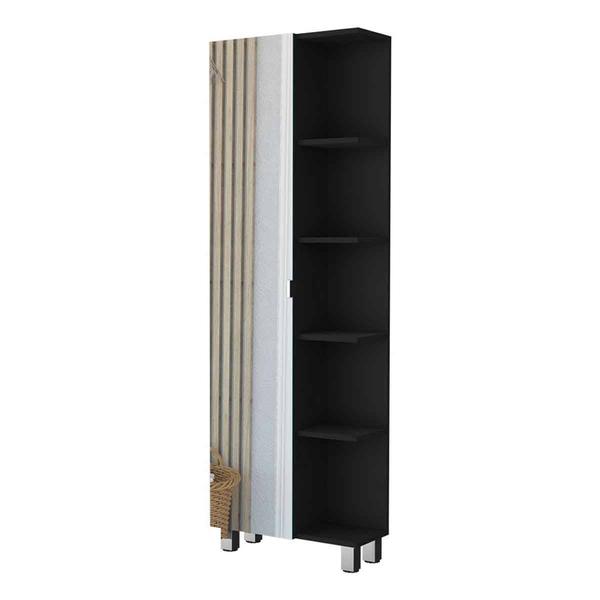 FM FURNITURE Los Angeles Black Corner Cabinet w/Mirror