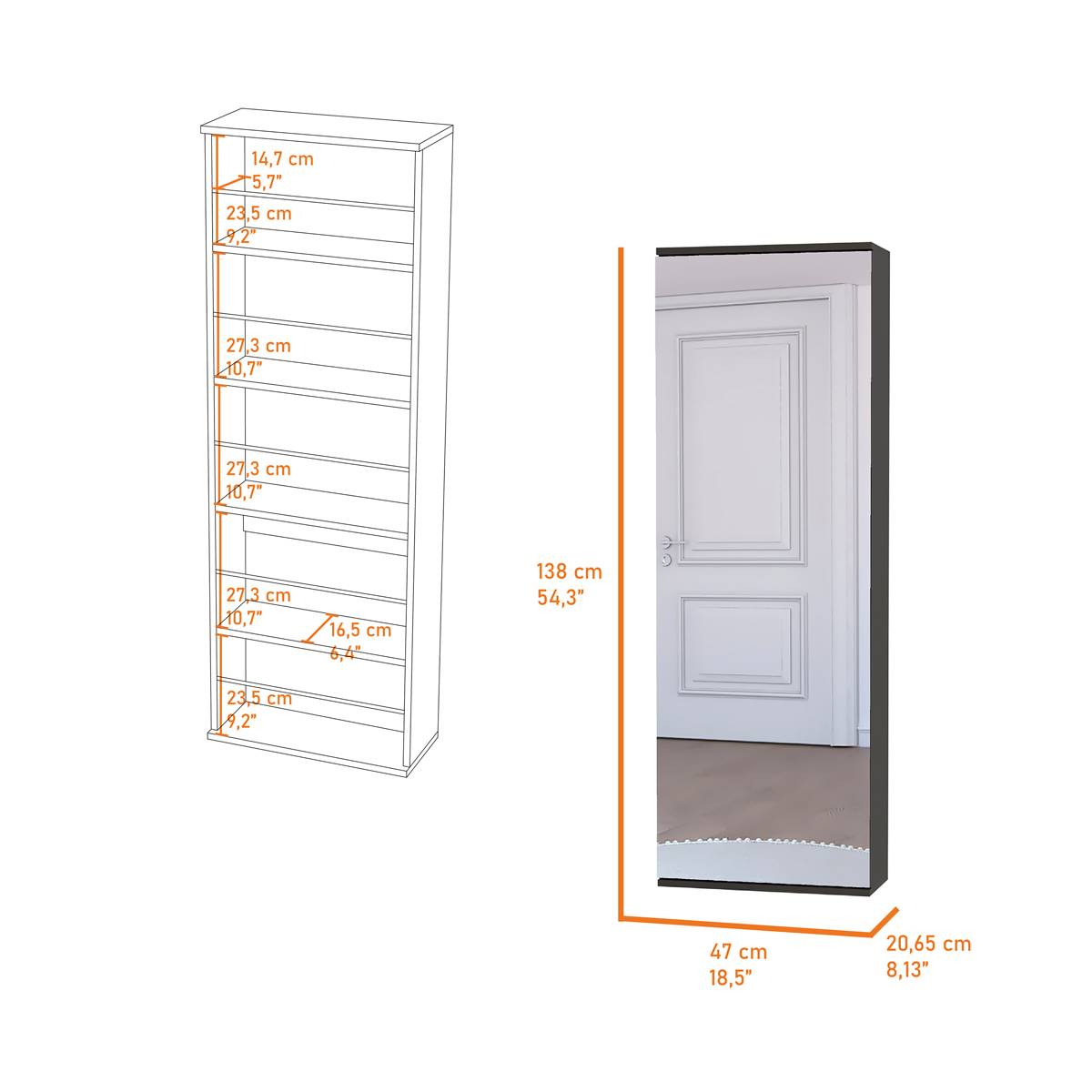 FM FURNITURE Connecticut Wall Mounted Shoe Rack