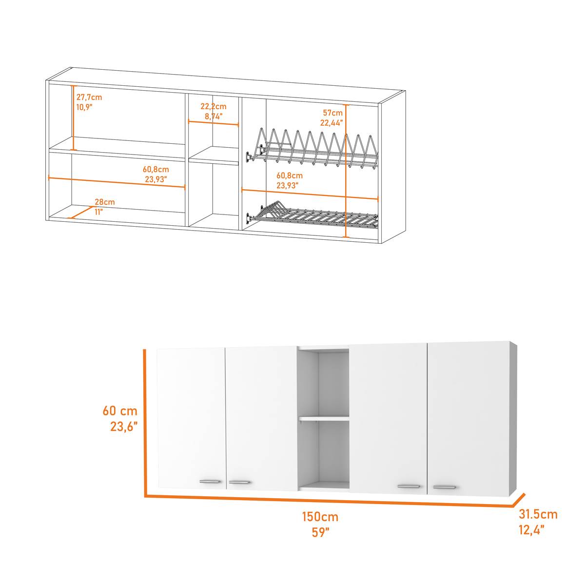 FM FURNITURE Winslow 59in. Wall Cabinet