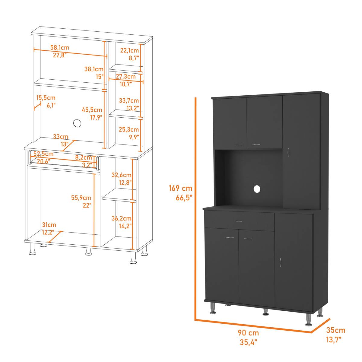 FM FURNITURE Venice Pantry Cabinet