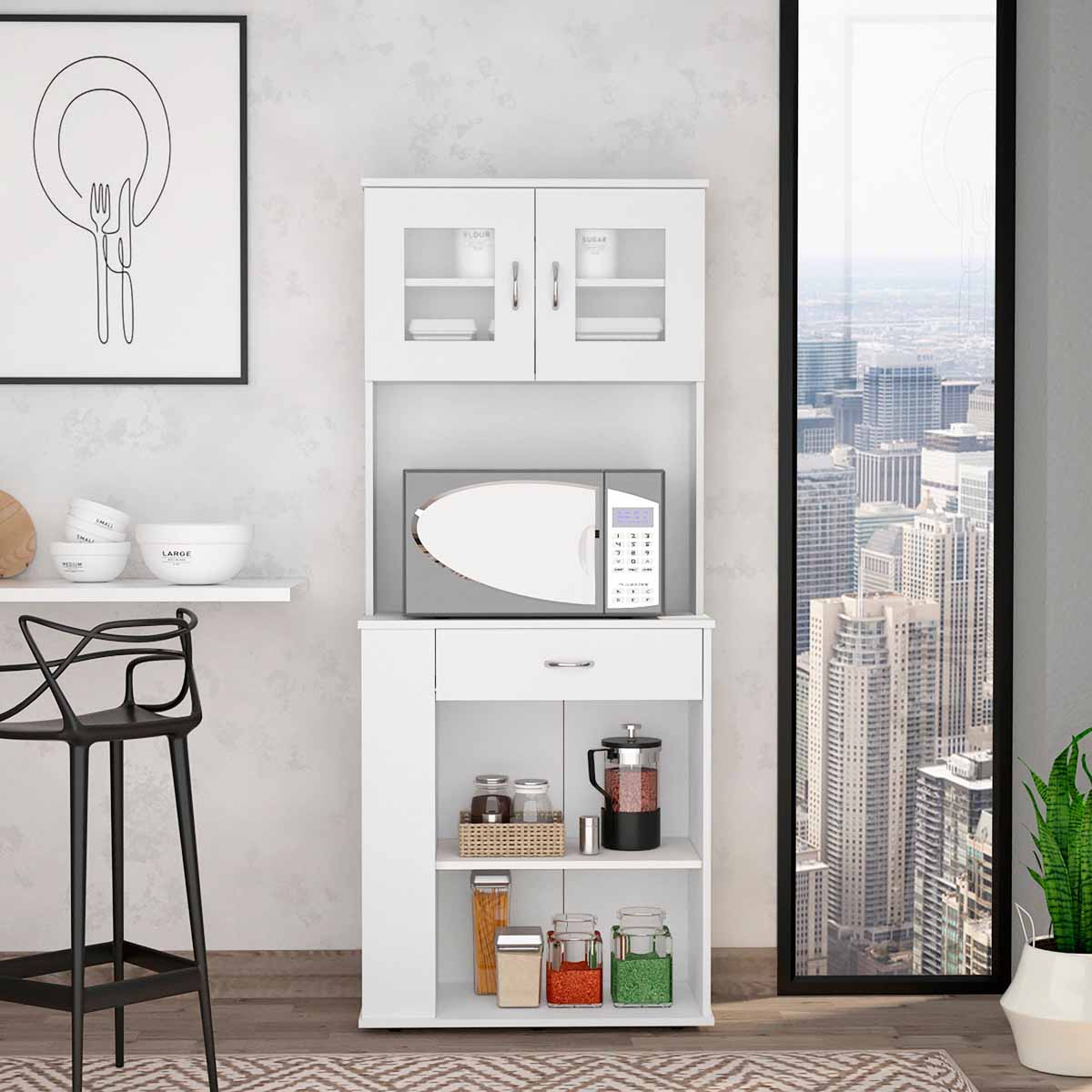 FM FURNITURE Poole White Pantry Cabinet