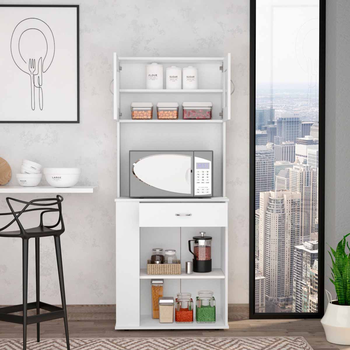 FM FURNITURE Poole White Pantry Cabinet